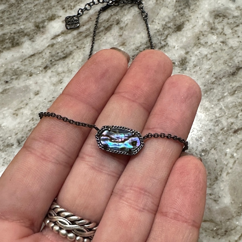 Kendra Scott Elisa Gunmetal Necklace with Abalone Shell Stone - Picture 2 of 3